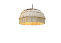 A dome-shaped pendant light fixture made of overlapping clay pieces.
