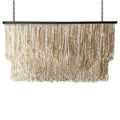 Beaded chandelier with a black frame on a white background
